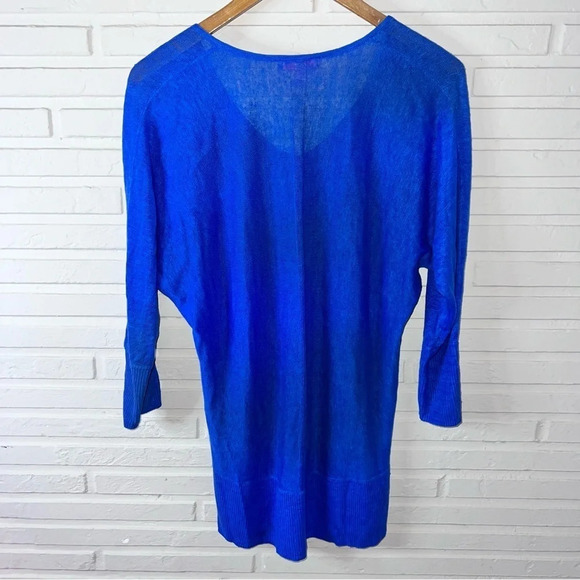 Lilly Pulitzer Oversized Blue V Neck Linen Sweater, Women’s Size Small - Picture 3 of 8